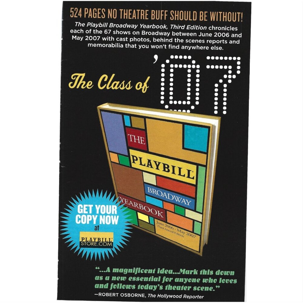 2007 The Playbill Broadway Yearbook Advertisement 2000s Print Ad